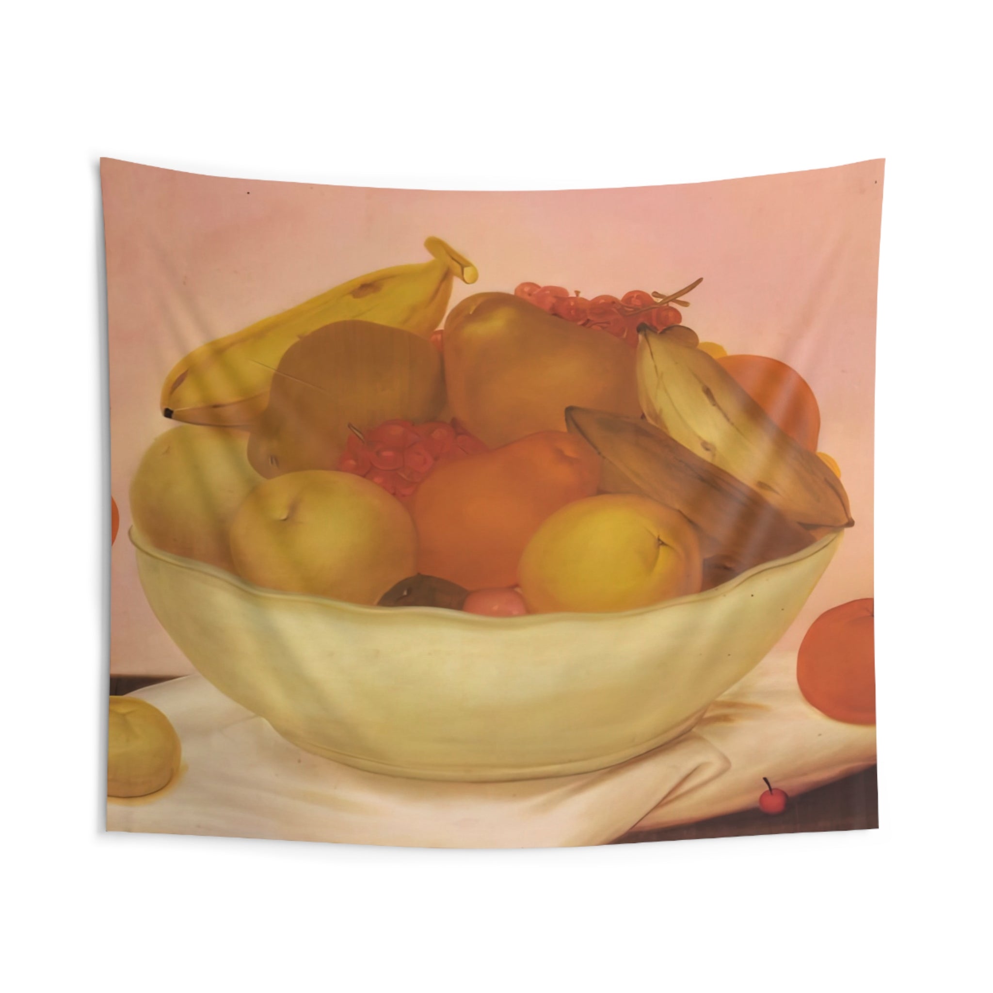 STILL LIFE WITH ORANGE FALLING By Fernando Botero Tapestry | Fernando Botero Large Tapestry Art