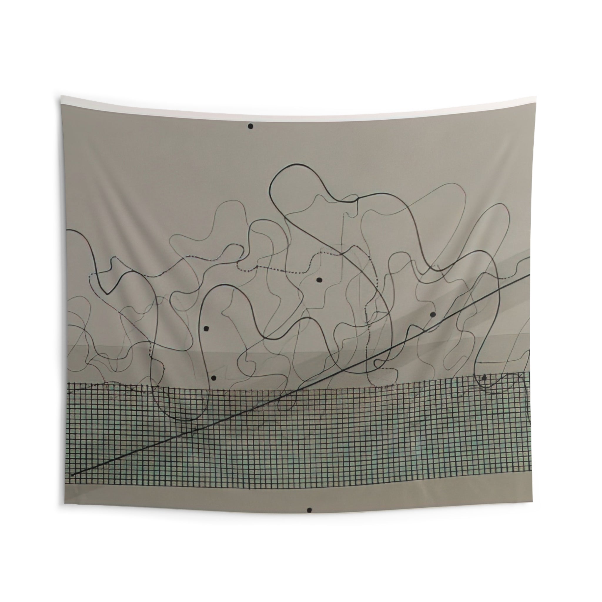 Fontana Mix Dark Grey - 1981 By John Cage Tapestry | John Cage Large Tapestry Art