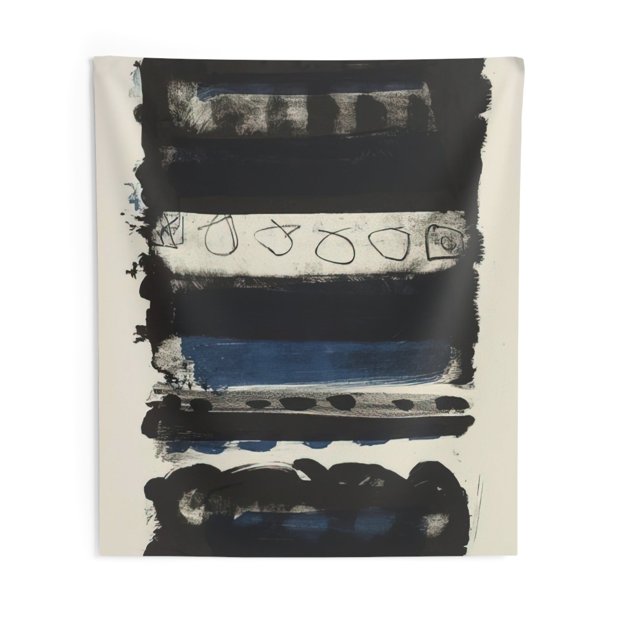 Black and Blue Stripes - 1958 By Patrick Heron Tapestry | Patrick Heron Large Tapestry Art