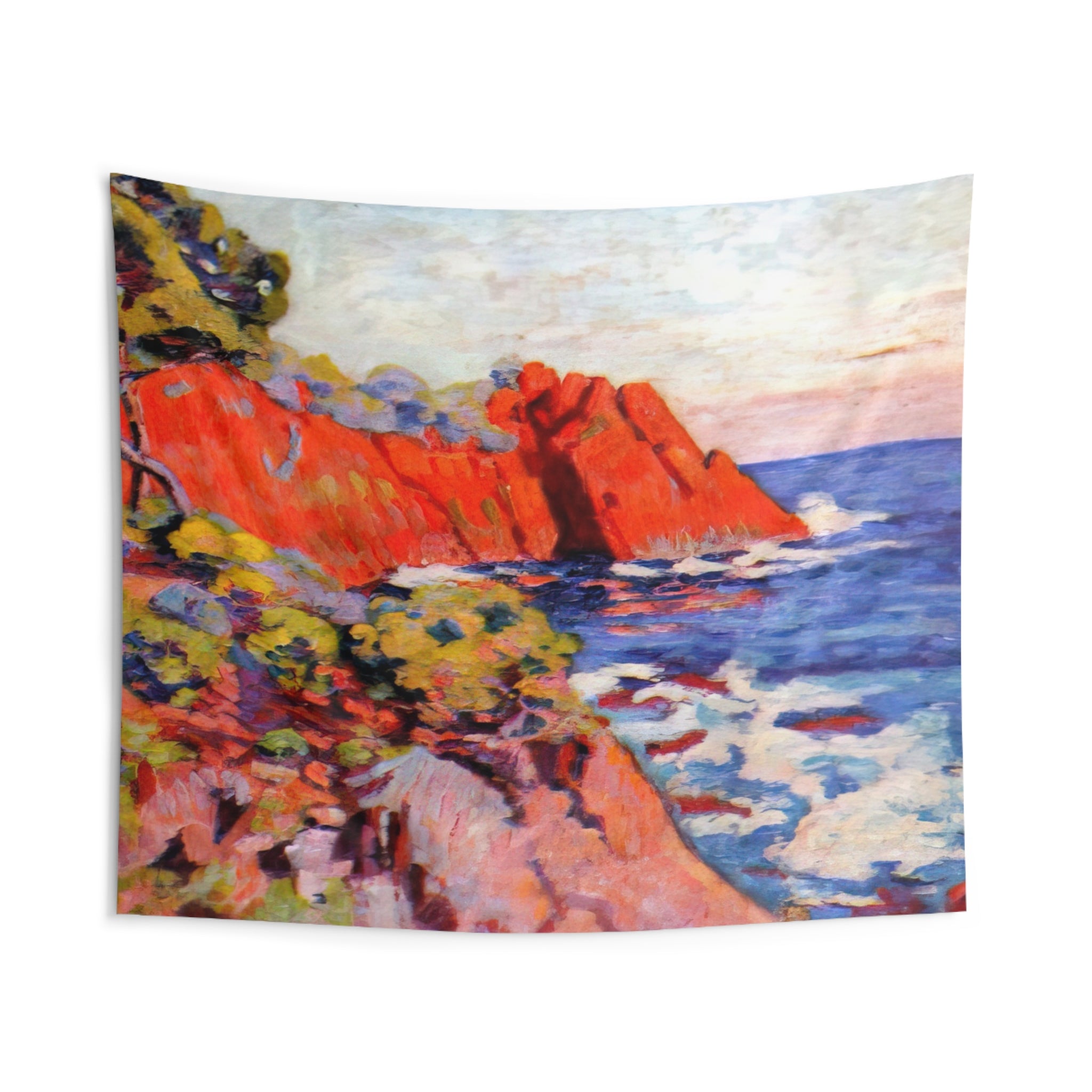 Rochers sur la Côte à Agay - 1907 By Armand Guillaumin Tapestry | Armand Guillaumin Large Tapestry Art