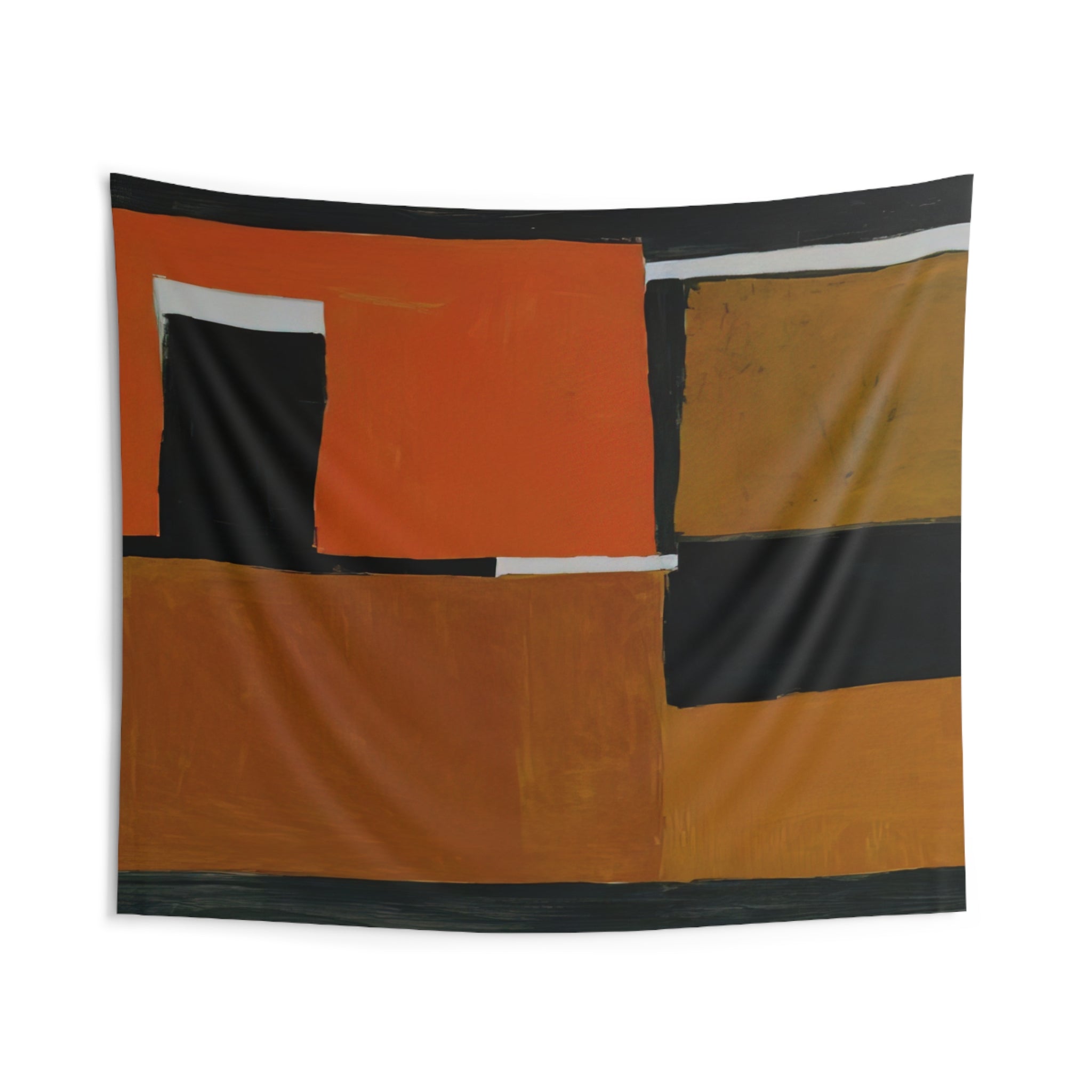 Orange, Black and White Composition - 1953 By William Scott Tapestry | William Scott Large Tapestry Art