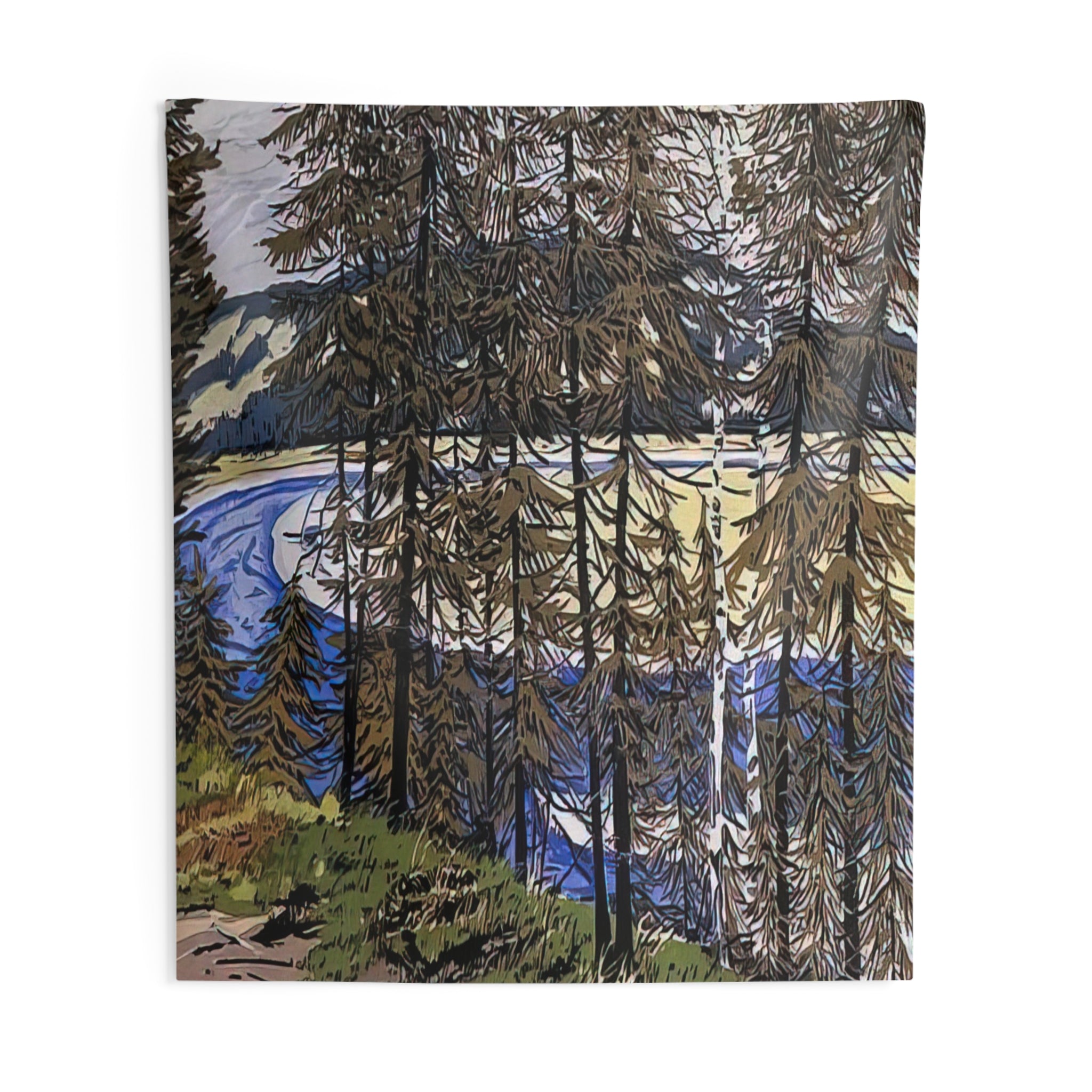 Synthetic Blue St. John - 2000 By Neil Welliver Tapestry | Neil Welliver Large Tapestry Art
