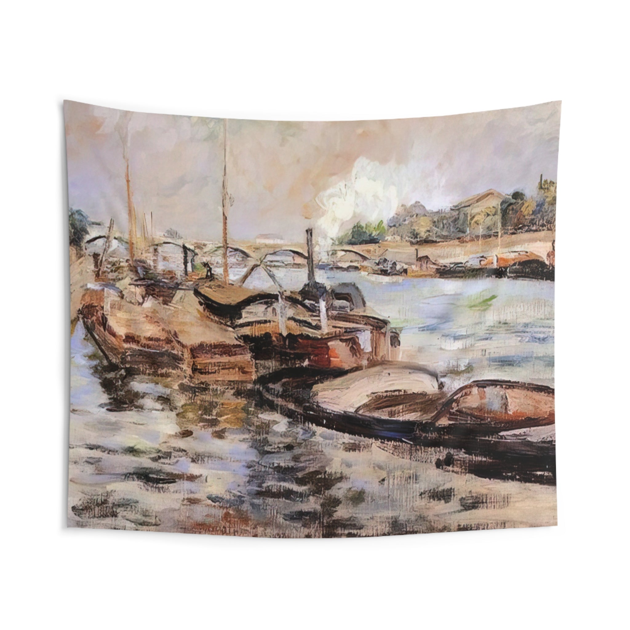 The Seine - 1867 By Armand Guillaumin Tapestry | Armand Guillaumin Large Tapestry Art