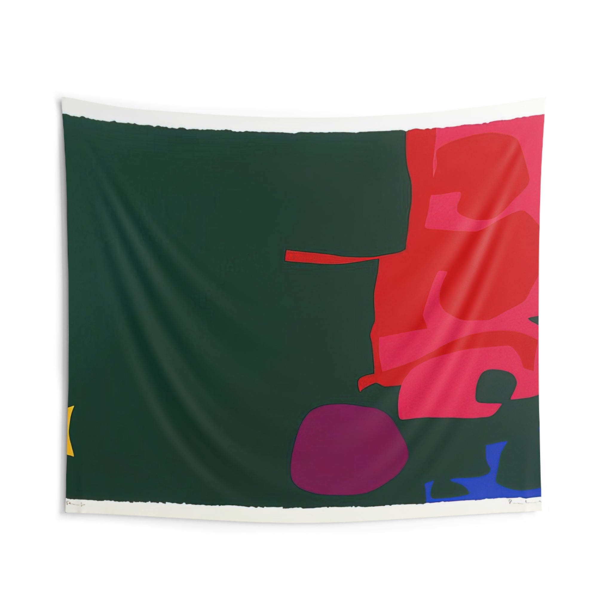 Interlocking Scarlet and Pink in Deep Green - 1970 By Patrick Heron Tapestry | Patrick Heron Large Tapestry Art