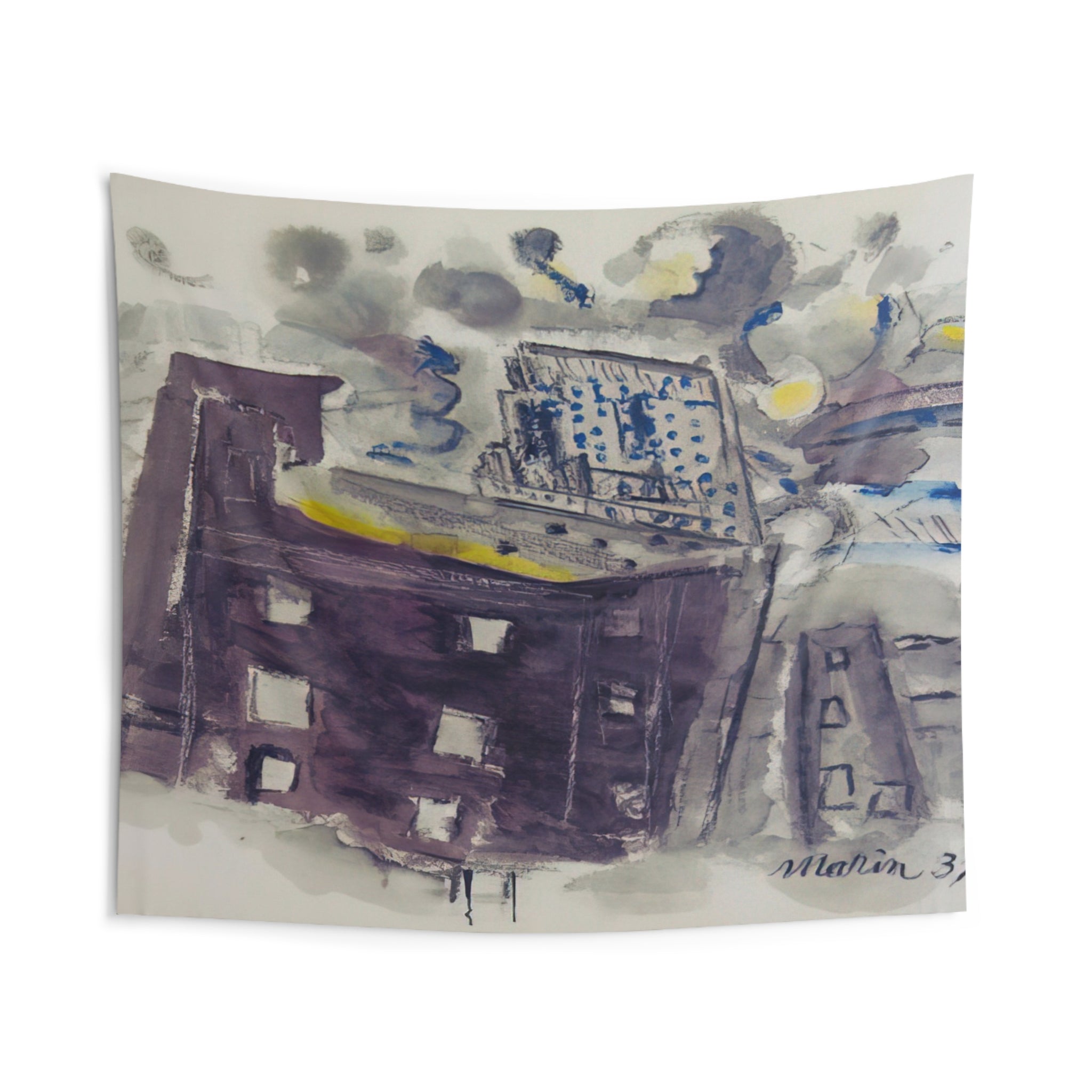 Top of Radio City, New York City - 1937 By John Marin Tapestry | John Marin Large Tapestry Art