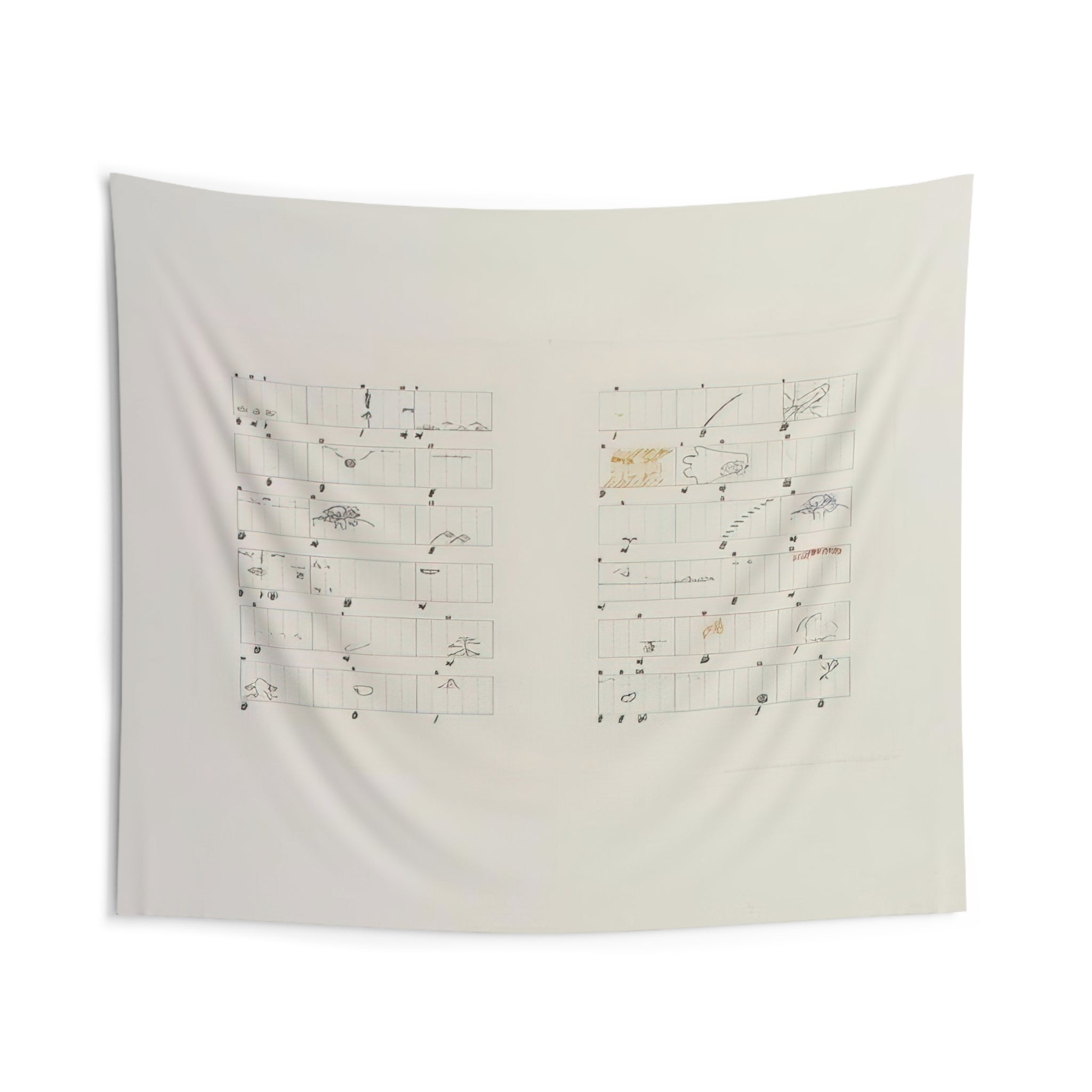 Score Without Parts 40 Drawings by ThoreauTwelve Haiku - 1978 By John Cage Tapestry | John Cage Large Tapestry Art