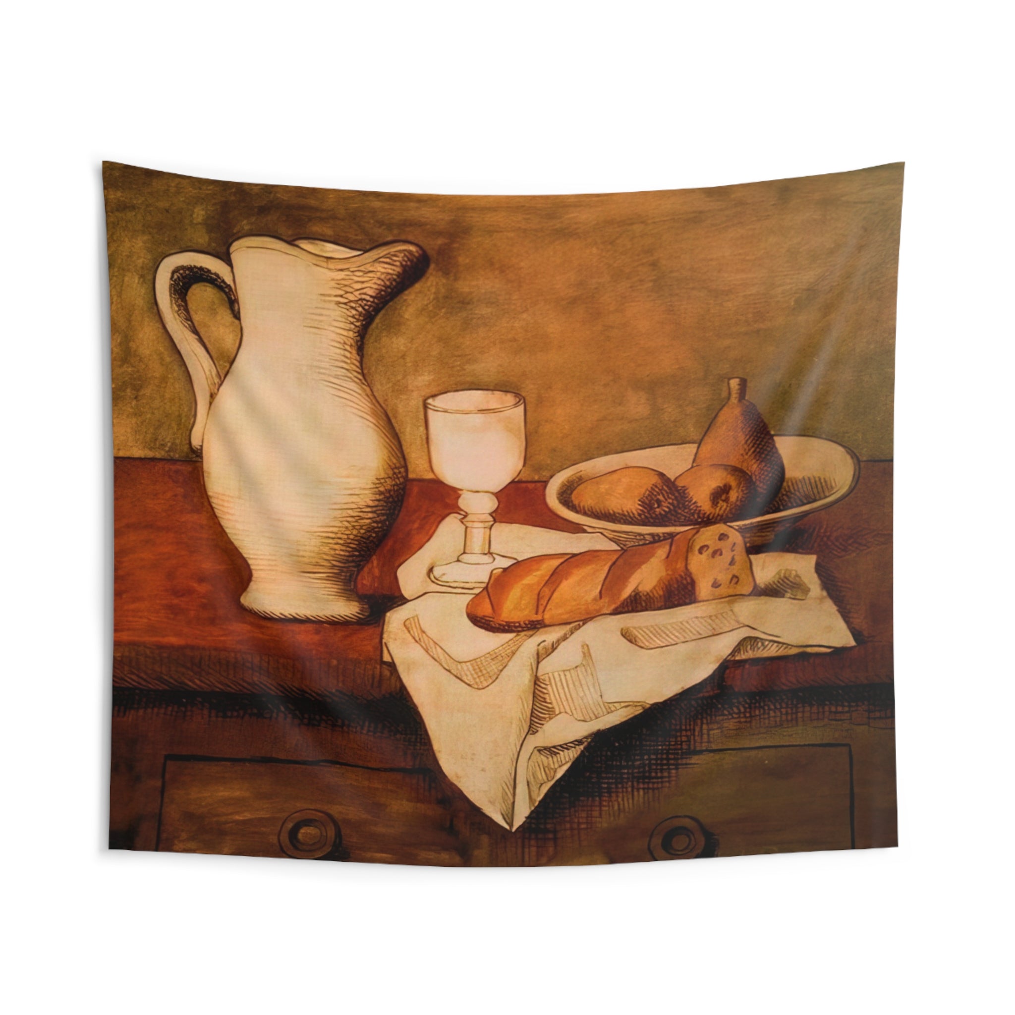 Still life with jug and bread - 1921 By Pablo Picasso Tapestry | Pablo Picasso Large Tapestry Art