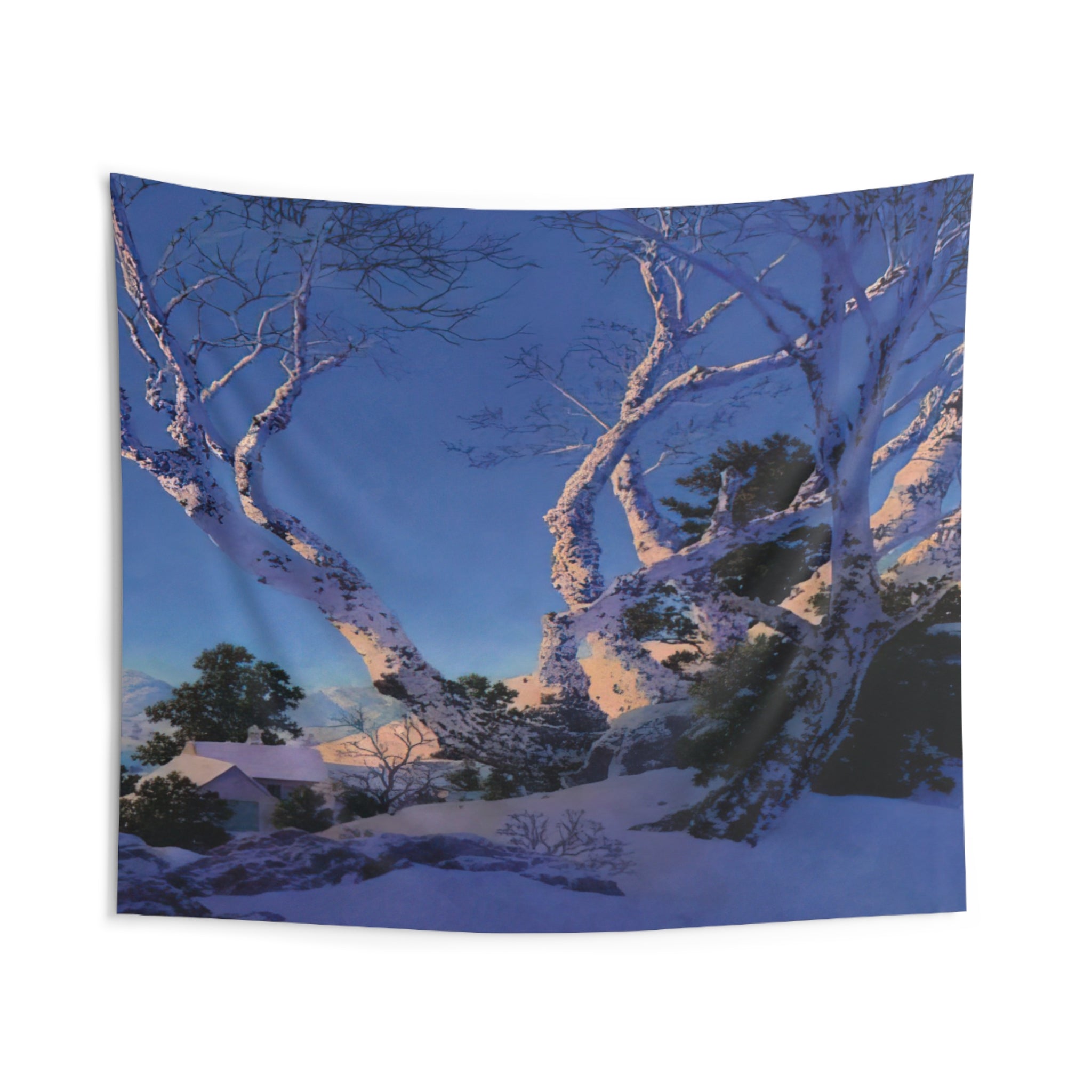 Birches in Winter By Maxfield Parrish Tapestry | Maxfield Parrish Large Tapestry Art