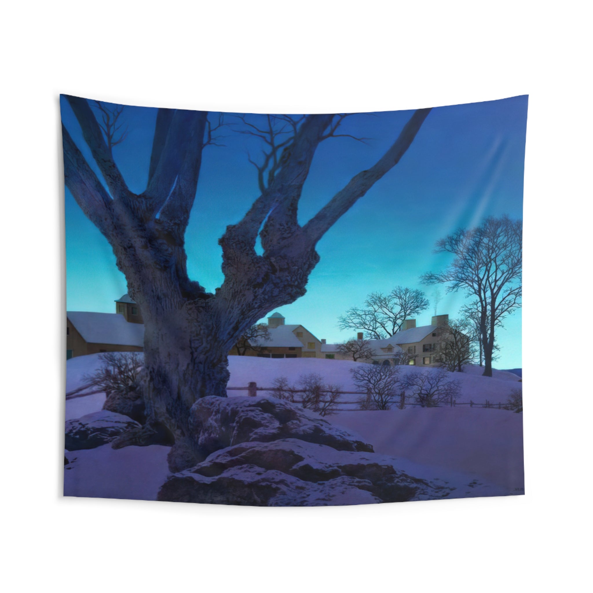 Hill Top Farm, Winter By Maxfield Parrish Tapestry | Maxfield Parrish Large Tapestry Art