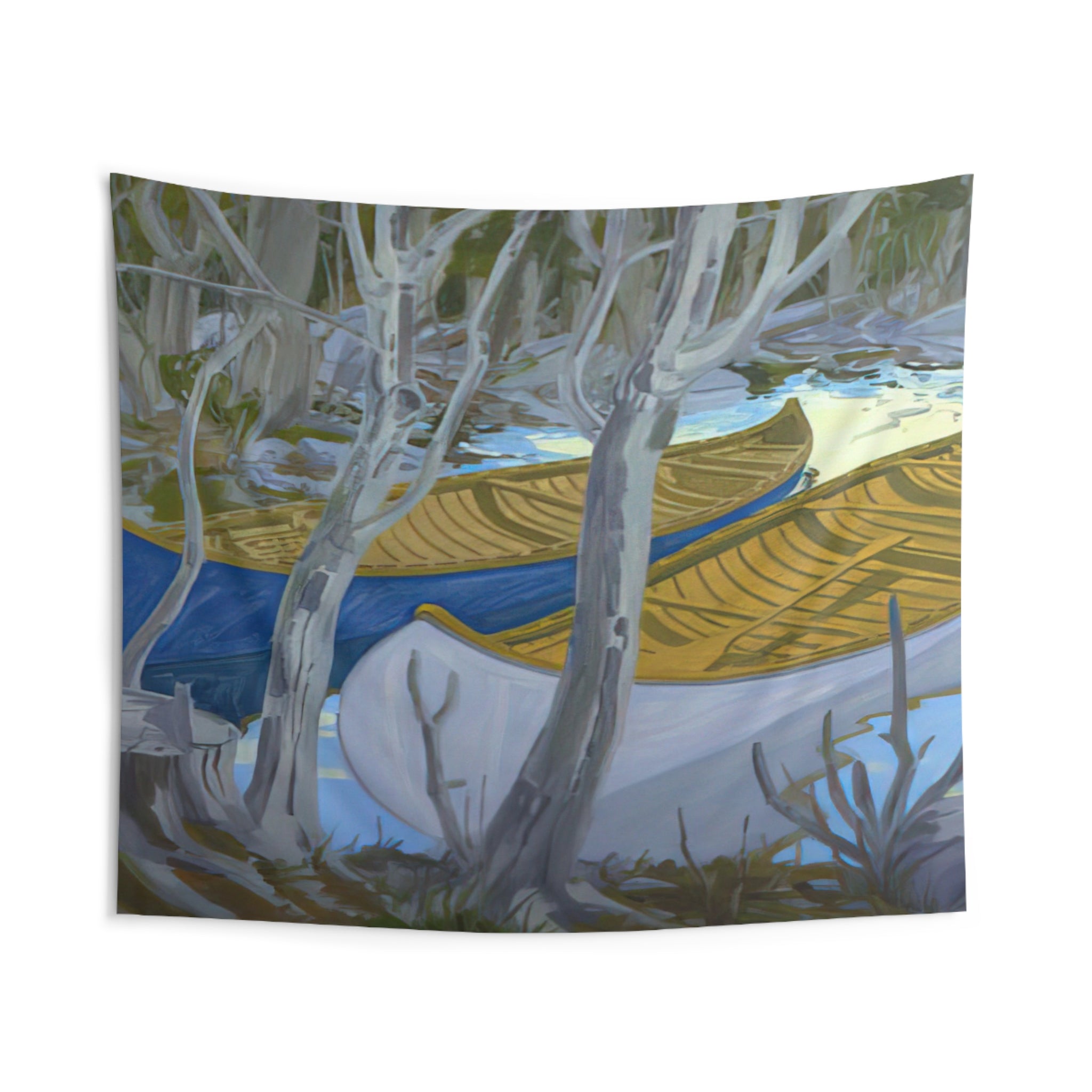 Two Canoes - Contemporary Realism By Neil Welliver Tapestry | Neil Welliver Large Tapestry Art