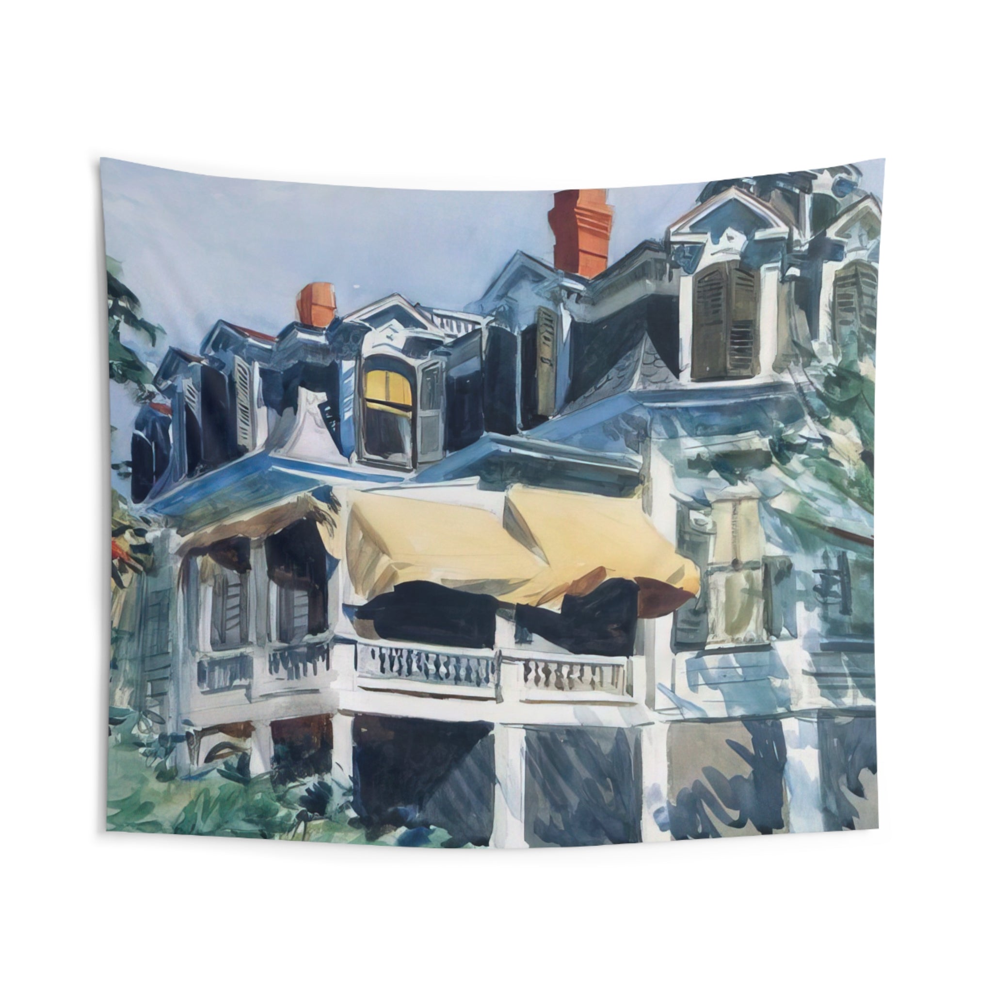 The Mansard Roof By Edward Hopper Tapestry | Edward Hopper Large Tapestry Art