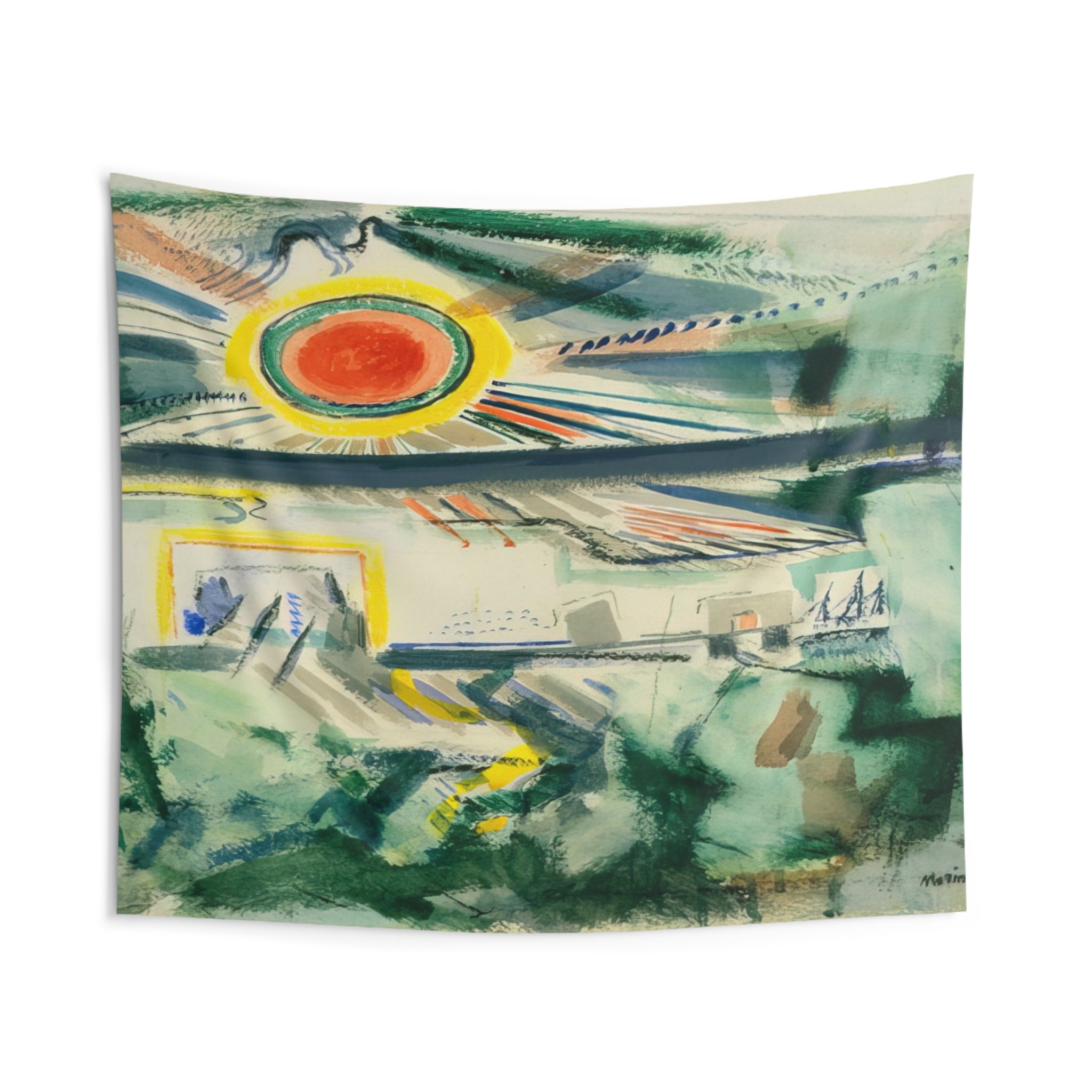 Sunset - 1922 By John Marin Tapestry | John Marin Large Tapestry Art