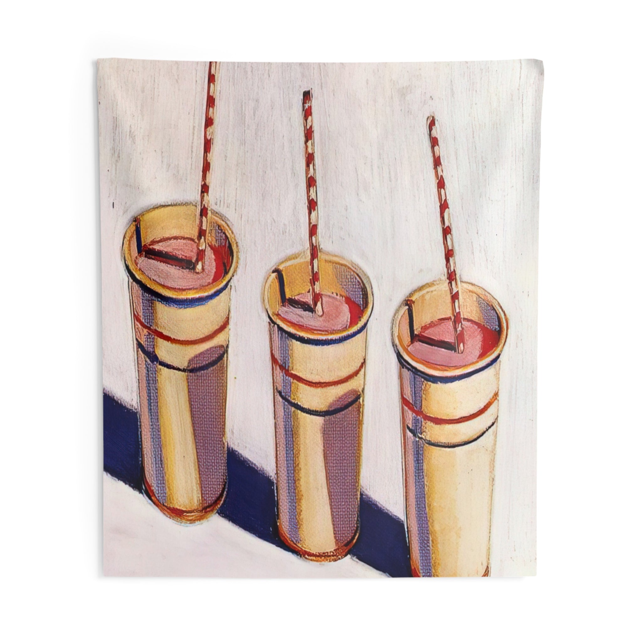Three Strawberry Shakes - 1964 By Wayne Thiebaud Tapestry | Wayne Thiebaud Large Tapestry Art