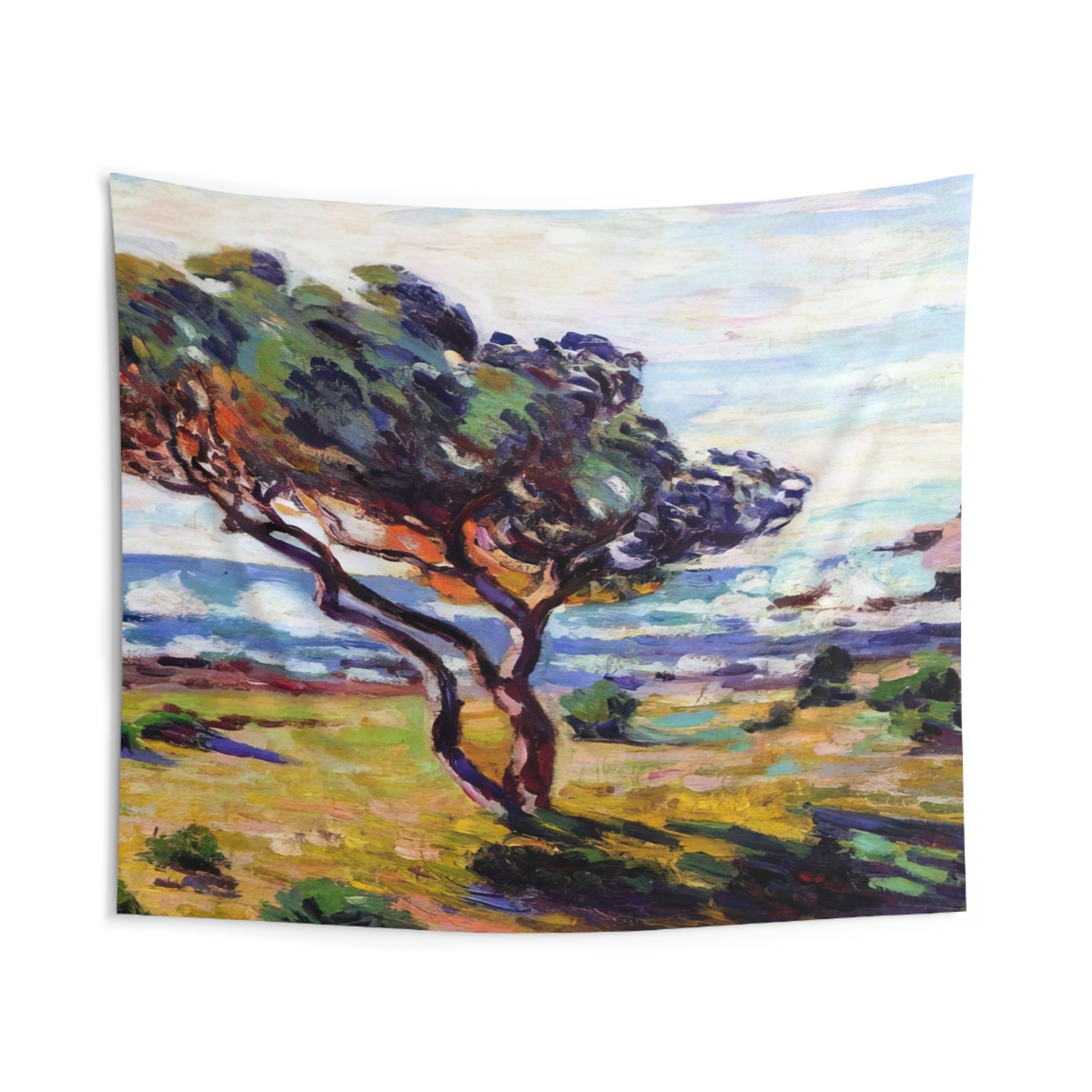 Rafales de vent, Le Brusc - 1911 By Armand Guillaumin Tapestry | Armand Guillaumin Large Tapestry Art