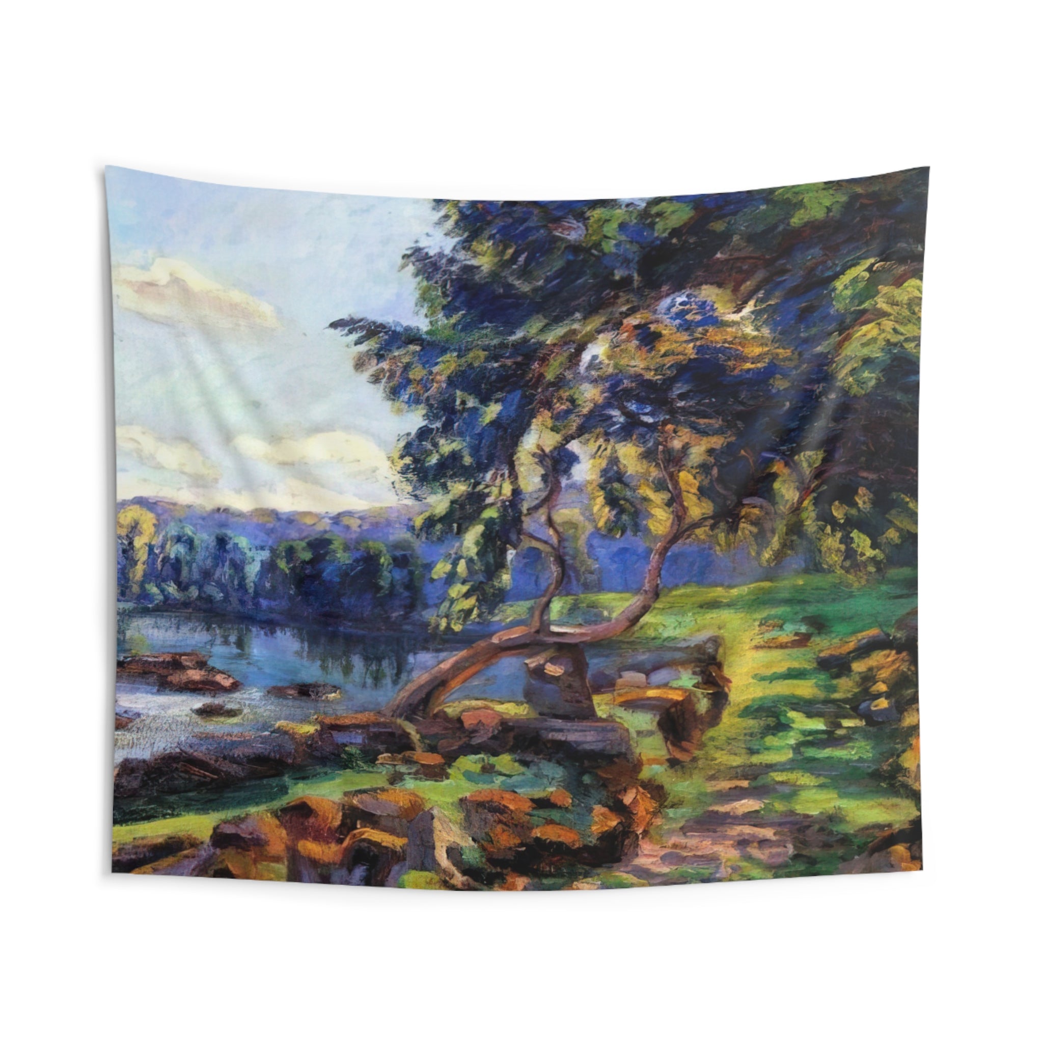 Les rapides a Genetin - 1900 By Armand Guillaumin Tapestry | Armand Guillaumin Large Tapestry Art