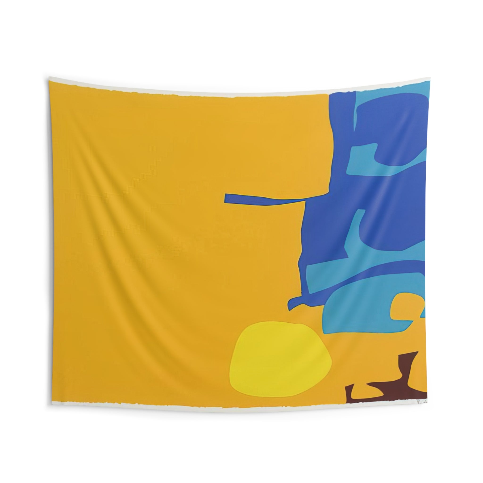 Blues Dovetailed in Yellow - 1970 By Patrick Heron Tapestry | Patrick Heron Large Tapestry Art