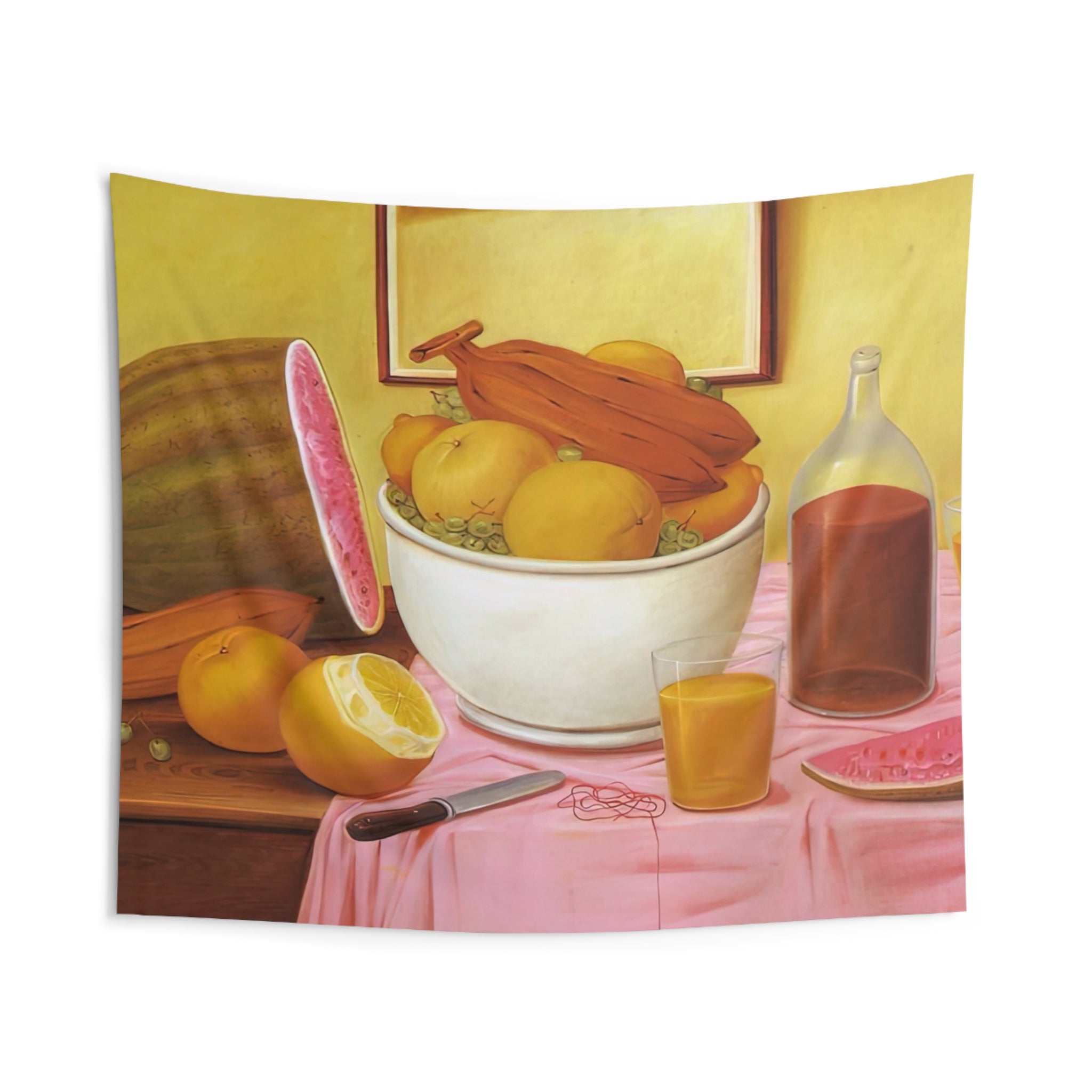 STILL LIFE WITH ORANGEADE By Fernando Botero Tapestry | Fernando Botero Large Tapestry Art