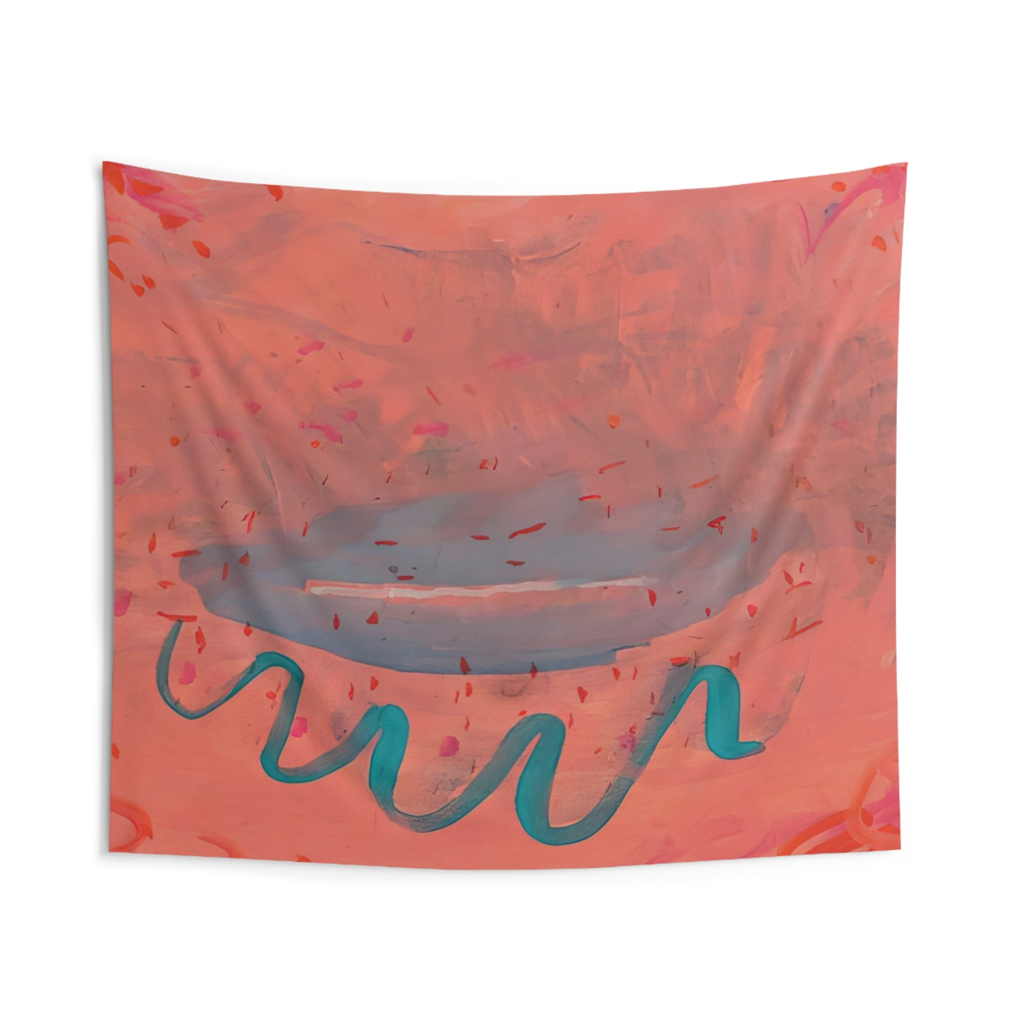 Untitled Lips with Turquoise - 1984 By Paul Thek Tapestry | Paul Thek Large Tapestry Art